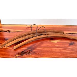 Vintage Lot Of 3 Wooden Clothing Hangers Cottage Core Decor Closet